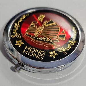 Hong Kong Compact Mirror with Red and Gold Design